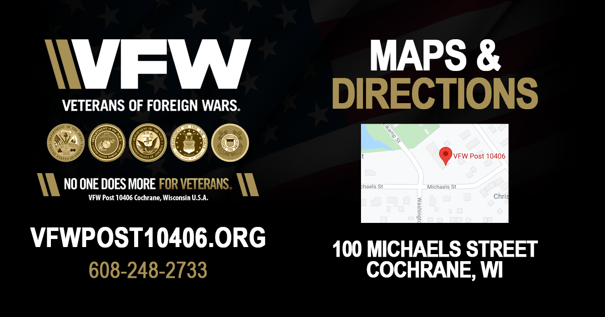 VFW Post 10406 Cochrane, Wisconsin USA